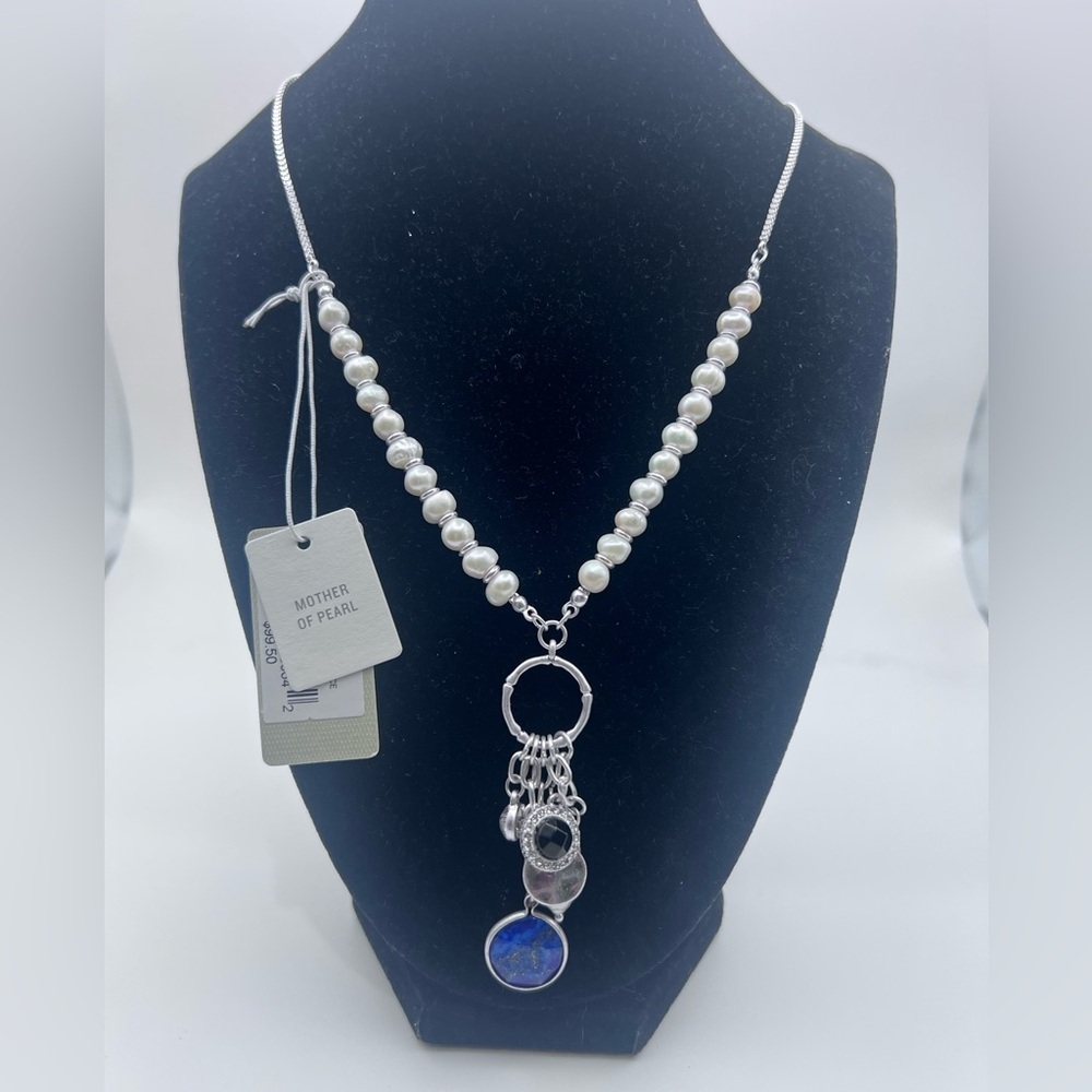 Tommy Bahama Silver and White Pearl Necklace